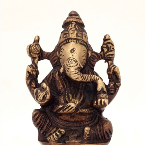 Antique Style Heavy Brass Ganesh Statue Figurine - Picture 10 of 10